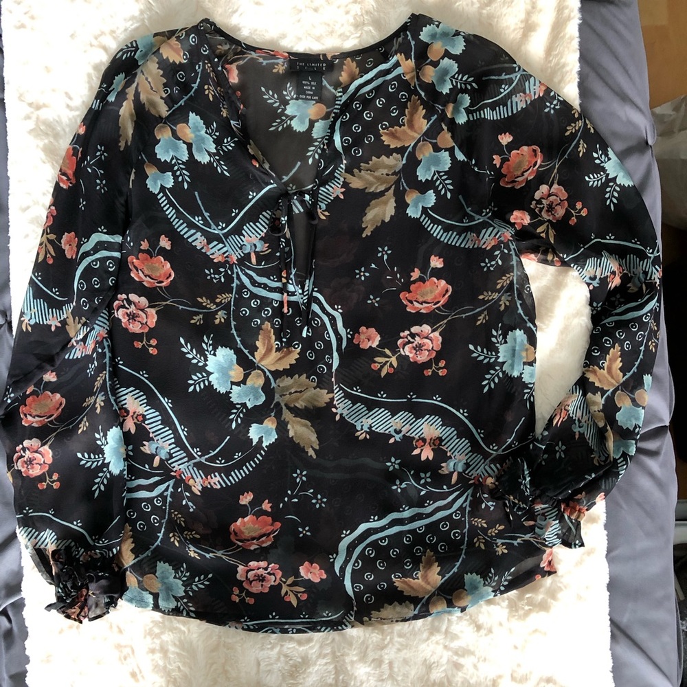 EUC-The Limited 100% Silk Sheer Blouse - Large